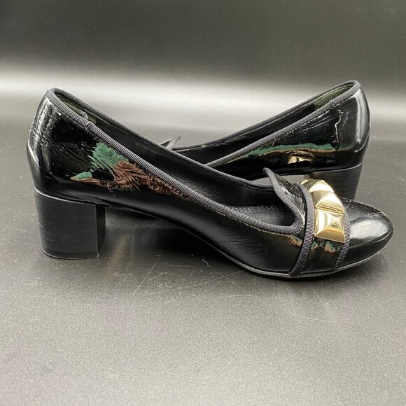 Tory Burch Asher Patent Studded Rockstud Pump Black Women's Size 6 - Picture 12 of 12